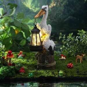 K[fCgLED\[[Cg \[[p[ Tuanse 11.4 Inch Pelican Garden Statue with Solar Lantern Ocean Bird Statue Pelican Solar Light for Outside Decor Sculptures Statues Lights for Lawn Decor Unique Ornament Women Mom Gif y