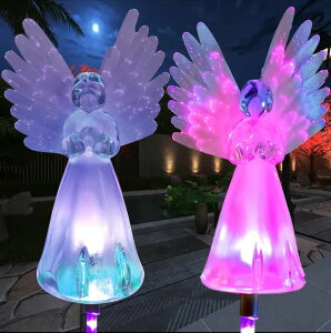 K[fCgLED\[[Cg \[[p[ Solar Angel Lights Outdoor Decorative,Memorial Remembrance Gifts for Loved Ones,Multi-Color Changing LED Stake Light for Cemetery Grave Decoration ysAiz