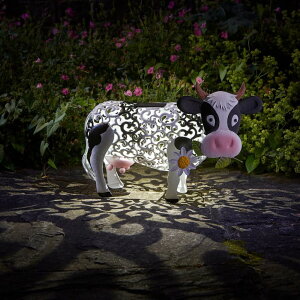 �K�[�f�����C�gLED�\�[���[���C�g �\�[���[�p���[ PRTECY Daisy Cow Garden Solar Light Outdoor Decor, Color Changing Hollowed-Out Daisy Cow Garden Figurine Metal Decorative Cow Lamp for Outdoor Patio Yard Art Decoration �y���s�A���i