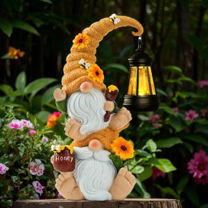 �K�[�f�����C�gLED�\�[���[���C�g �\�[���[�p���[ Garden Gnome Statue with Solar Lights ? Large Outdoor Sculptures for Patio, Lawn, Yard ? Ideal Gifts for Moms, Women, Grandma, Mothers Day, Birthdays, ? Funny Double Gnomes Decorati �y��