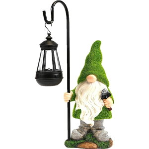 K[fCgLED\[[Cg \[[p[ VChymm Flocked Solar Garden Gnomes Outdoor Statues 15.8hOutdoor Garden Decor LED Outdoor Decor Light Unique Housewarming Gifts Yard Art Sculptures for Patio Lawn Ornaments ysA