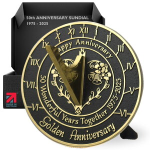 v Anniversary Sundial Gift for 50th Golden Wedding Anniversary in 2025 - Recycled Metal Home Decor Or Garden Present Idea - Handmade in UK for Him, Her Parents Or Couples 50 Year Celebration ysAiz