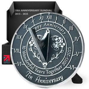 v Anniversary Sundial Gift for 10th Tin Wedding Anniversary in 2025 - Recycled Metal Home Decor Or Garden Present Idea - Handmade in UK for Him, Her Parents Or Couples 10 Year Celebration ysAiz