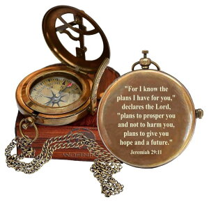 v for I Know The Plans I Have for You, Jeremiah 29:11, Sundial Brass Directional Compass, First Confirmation Gifts for Boys, Baptism Gift for Boys Girls, First Communion, Christian Gifts ysAiz
