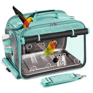 �C���R ���� �o�[�h �g���x���L�����A�[ Sanmoncare Airline Approved Bird Carrier, Indestructible Stainless Steel Mesh Parrot Travel Cage, Cockatiels Travel Carrier Lightweight and Portable with Water Bottle and Bowl �y���s�A���i�z