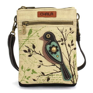 �C���R ���� �o�[�h �g���x���L�����A�[ CHALA Double Pocket Xbody Women RFID Protected Canvas Crossody Purse with Adjustable Strap - Bird - sand �y���s�A���i�z
