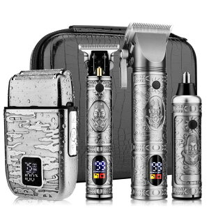 ybgoJ Dumite Professional Hair Clippers for Men,Hair Clippers+T-Blade Trimmer+Electric Shaver+Nose Hair Trimmer Set,4 in 1 Cordless Barber Hair Cutting Kit LCD Display Gifts (Gray) ysAiz