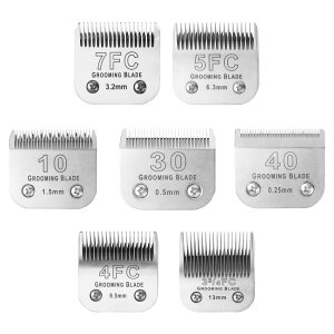 ybgoJ MEMIRY Size 10+30+40+7FC+5FC+4F+3-3/4FC Detachable Dog Grooming Blades, Compatible with Andis, Oster A5, Wahl KM10 Series Clippers, Silver (7 Packs) ysAiz