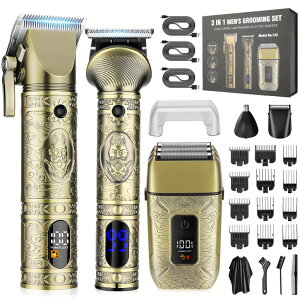 �y�b�g�o���J�� RESUXI Professional Hair Clippers for Men Electric Razor Shavers Nose Hair Trimmer and Detail Trimmer 5 Pcs Set�CCordless Beard Trimmer Barber Clippers for Hair Cutting Mens Grooming Kit �y���s�A���i�z