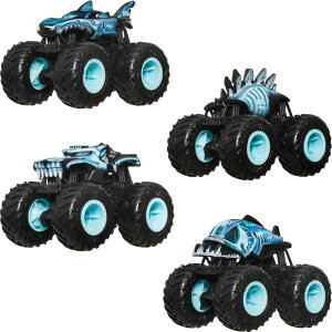 �z�b�g�E�B�[�� �����X�^�[�g���b�N Hot Wheels Monster Trucks, 4-Pack of 1:64 Scale Toy Trucks, Set of 4 X-Ray-Themed Vehicles, Giant Wheels, Favorite Characters & Cool Designs �y���s�A���i�z