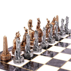 �`�F�X�Z�b�g Egyptian Chess Set for Adults and Kids ? 15" Resin Chess Pieces with Egyptian Figures & Marble Pattern Board ? Luxury Chess Game with Extra Queens ? Collectible Chess Set Gift for Beginners & Pros �y���s�A���i�z