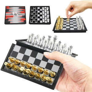 `FXZbg OUMODA 5'' Mini 3 in 1 Chess Checkers Backgammon Set Magnetic Folding Travel Chess Board with Instructions 2 Players for Kids and Adults ysAiz