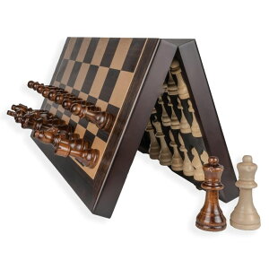 `FXZbg 17h Magnetic Chess Set ? The Largest Foldable Travel Board with Hand-Carved Oversized Pieces, Foam Storage Slots, 2 Extra Queens, and Premium Gift Packaging ysAiz