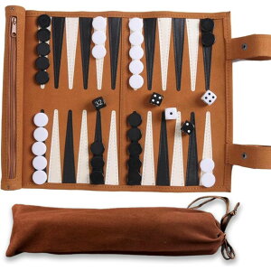 `FXZbg Backgammon Game Set - Roll Up Travel Backgammon Set Portable Chess with Drawstring Bag, 2-Player, Ideal as a Gift ysAiz