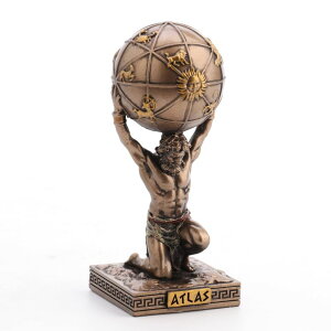 �`�F�X�Z�b�g Veronese Design 3 3/4 Inch Atlas Greek Titan Bearer of The Sky Resin Hand Painted Bronze Finish Miniature Figurine �y���s�A���i�z