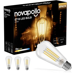 サファヴィヤ safavieh テーブルランプ サファビヤ サファヴィア novapollo Edison Light Bulbs 8W,80W Equivalent Dimmable Vintage LED Light Bulbs,800LM E26 Medium Base Soft White 2700K LED Bulb,ST19 90+ CRI Decorative Filament LED Bulb,