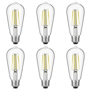 Tt@B safavieh e[uv Tt@r Tt@BA Gozelux Vintage LED Edison Bulbs, 6W, Equivalent 60W, High Brightness Daylight 5000K, ST58 Antique LED Filament Bulbs with 90+ CRI, E26 Medium Base, Dimmable, Clear Glass 