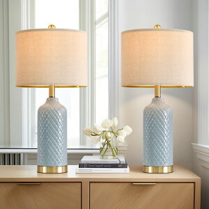 �T�t�@���B�� safavieh �e�[�u�������v �T�t�@�r�� �T�t�@���B�A G-SAFAVA 24.25" Modern Ceramic Blue Table Lamps Set of 2 for Living Room, Farmhouse, Bedside, Coastal Bedroom, Side & End Tables �y���s�A���i�z