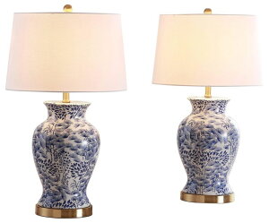 Tt@B safavieh e[uv Tt@r Tt@BA SAFAVIEH Lighting Collection Alona Blue/ White Chinoiserie 28-inch Bedroom Living Room Home Office Desk Nightstand Table Lamp Set of 2 (LED Bulbs Included) ysA