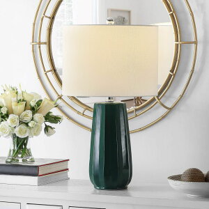 �T�t�@���B�� safavieh �e�[�u�������v �T�t�@�r�� �T�t�@���B�A SAFAVIEH Lighting Collection Yani Modern Dark Green 25-inch Bedroom Living Room Home Office Desk Nightstand Table Lamp (LED Bulb Included) �y���s�A���i�z