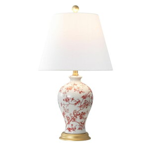 �T�t�@���B�� safavieh �e�[�u�������v �T�t�@�r�� �T�t�@���B�A JONATHAN Y JYL3009C Grace 24 French Country Cottage Ceramic/Iron Floral Urn LED Table Lamp, White/Red for Bedroom, Living Room, Office, College �y���s�A���i�z