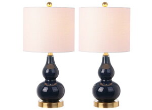 �T�t�@���B�� safavieh �e�[�u�������v �T�t�@�r�� �T�t�@���B�A JONATHAN Y JYL1028F-SET2 Anya 20.5 Mini Glass Lamp(Set of 2) Transitional,Glam,Midcentury for Bedroom, Living Room, Office, College Dorm, Coffee Table, Bookcase, Blue, 2 