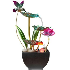   ̃IuWF e[ugbvt@Ee CeA Tabletop Fountain 3-Tiers Leaf: Small Indoor Waterfall Fountains with Rocks - Lotus Waterfall Fountain Zen Fountains Blue ysAiz