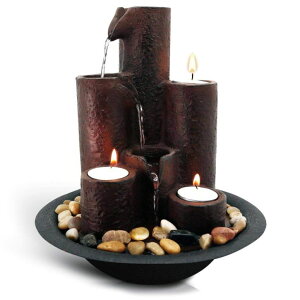   ̃IuWF e[ugbvt@Ee CeA SereneLife Desktop Waterfall Fountain (3-Tier) | Cascading Tabletop Water Decoration | Indoor, Outdoor, Patio or Garden Use | 3 Candles and River Rocks Included 
