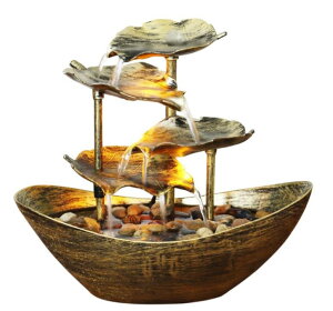   ̃IuWF e[ugbvt@Ee CeA YOUUGIOR Tabletop Water Fountain Lotus Leaf Flowing Water, Home D?cor Soothing Sound Machine with LED Night Light, Automatic Pump USB ysAiz