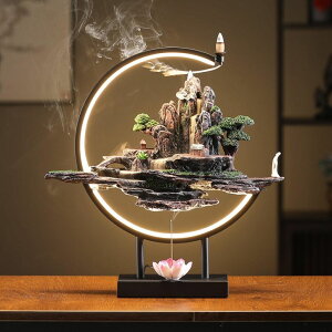 ��� ���� ��̃I�u�W�F �e�[�u���g�b�v�t�@�E���e�� �C���e���A���� TXYXT Backflow Incense Waterfall Fountain Burner with Adjustable LED Light Ring,Resin Rockery Landscape Ornament insence-Stick Holder,Compatible with Cone and St