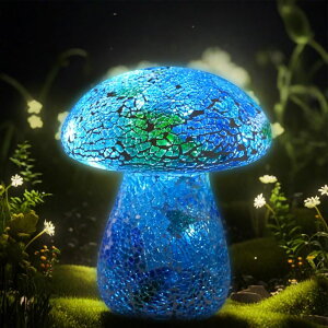���U�C�N �}�b�V�����[�� �K�[�f�����C�g �u���[ Mosaic Mushroom Garden Lights - Table Lamp Outdoor Decor Waterproof Night Light Lawn Decor Statue for Patio, Party, Yard (Blue) �y���s�A���i�z