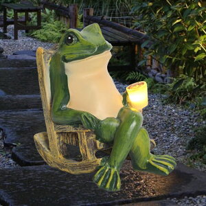 ガーデンライトLEDソーラーライト ソーラーパワー halp?ssfm Miniature Frog Garden Statue Solar Light Outdoor Decor Frog Figurine for Outdoor Indoor Home Lawn Yard Balcony Porch Patio for Women Mom Grandma 3.74"x2.75"x3.93" 【並行輸入