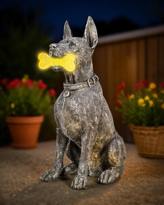 �K�[�f�����C�gLED�\�[���[���C�g �\�[���[�p���[ Dog Solar Garden Statue with LED Light - Outdoor Yard, Lawn, Patio Doberman Decor - Unique Birthday Housewarming Gift for Dad, Mom, Men, Women �y���s�A���i�z