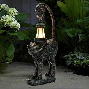 K[fCgLED\[[Cg \[[p[ ZioWio Solar Cat Garden Decor Outdoor Statue - Cat with LED Waterproof Sculptures Lights, Cute Pond/Yard Statues Outside Decoration, Home, Lawn, Patio, Resin Animal Ornament, Women/Gar y