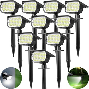 �K�[�f�����C�gLED�\�[���[���C�g �\�[���[�p���[ Tadyreal Solar Spot Lights Outdoor 10 Pack, [46 LED/3 Modes] Solar Landscape Spotlights Waterproof, 2-in-1 Auto On/Off Solar Powered Lights for Outside Yard Garden Wall Pathway(Cool Wh �y
