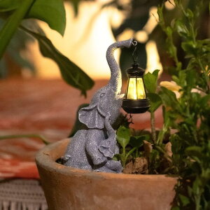 K[fCgLED\[[Cg \[[p[ Youfui Solar Garden Statues Elephants with Solar Led Light- Outdoor Lawn Decor Animal Statues for Patio, Balcony, Yard Ornament, Outdoor Figurine Light House Housewarming Gifts ys