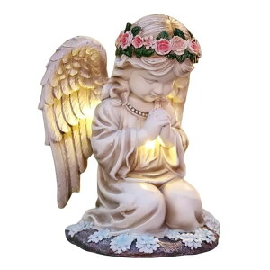�K�[�f�����C�gLED�\�[���[���C�g �\�[���[�p���[ Aiyuolio Solar Angel Garden Statue,Figurines Outdoor Decor,Outdoor Solar Statue with LED Lights for Yard,Patio,Lawn Art Decoration,Housewarming Gift (Praying Angel) �y���s�A���i�z