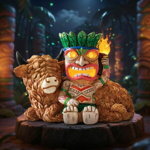�K�[�f�����C�gLED�\�[���[���C�g �\�[���[�p���[ Funny Tiki Highland Cow Solar Garden Statue with LED Light - Outdoor Yard Lawn Patio Decor - Great Birthday Housewarming Gift for Women, Mom, Grandma �y���s�A���i�z