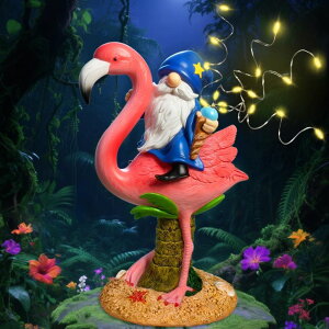 �K�[�f�����C�gLED�\�[���[���C�g �\�[���[�p���[ Funny Flamingo Gnome Solar Garden Statue with LED Light - Outdoor Yard Lawn Patio Decor - Great Birthday Housewarming Gift for Women, Mom, Grandma �y���s�A���i�z