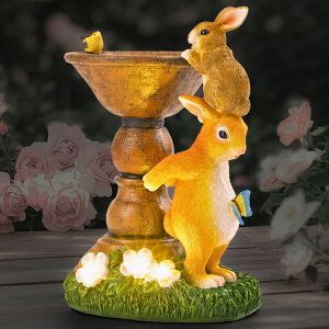 �K�[�f�����C�gLED�\�[���[���C�g �\�[���[�p���[ TERESA'S COLLECTIONS Garden Decor, Cute Family Bunny Figurines with Solar Lights, Waterproof Resin Garden Statue,Bunny Garden Gift, Birthday Gifts for Mom Women, Indoor/Outdoor 7.1 �y��