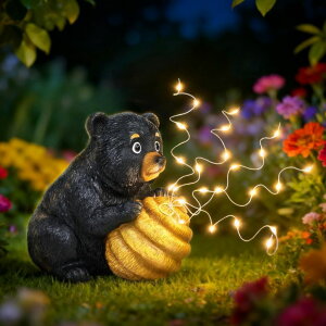 �K�[�f�����C�gLED�\�[���[���C�g �\�[���[�p���[ Miggley Cute Bear Solar Garden Decor Statue with LED Light - Adorable Outdoor Decoration for Yard, Lawn, Patio - Great Birthday Housewarming Unique Gift for Women, Mom, Grandma �y���s