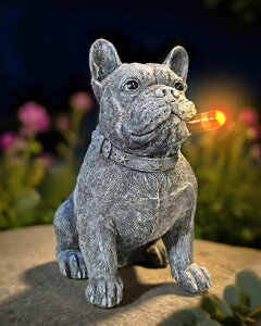 �K�[�f�����C�gLED�\�[���[���C�g �\�[���[�p���[ Dog Solar Garden Statue with LED Light - Outdoor Yard, Lawn, Patio French Bulldog Decor - Unique Birthday Housewarming Gift for Dad, Mom, Men, Women �y���s�A���i�z