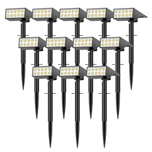 K[fCgLED\[[Cg \[[p[ WENATY Solar Lights Outdoor Waterproof IP65, [12 Pack/4 Modes] Spot Solar Light for Outside, Dusk to Dawn LED Solar Powered Yard Garden Landscape Lighting Spotlights for Path Patio Wal y