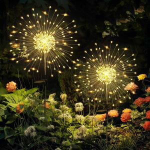 �K�[�f�����C�gLED�\�[���[���C�g �\�[���[�p���[ GIGALUMI Garden Decor Outdoor Lights 120LED 2Pack, Solar Garden Lights for Christmas Outside Fairy Firework Decorative,Solar Powered for Yard Pathway Flowerbed Planter Balcony Patio De �y