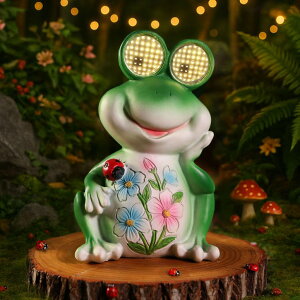 ガーデンライトLEDソーラーライト ソーラーパワー Outdoor Frog Garden Statues with Solar Lights, Frog Figurine Garden Decor for Outside, Yard Decorations Outdoor for Patio Porch Lawn Backyard Decor, Gardening Birthday Gifts for Women 【