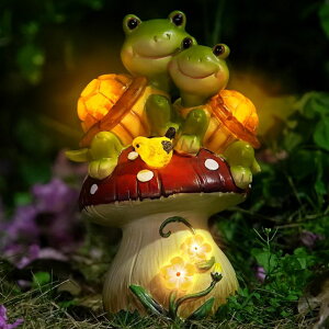 K[fCgLED\[[Cg \[[p[ ZhiYo-GD Solar Light Turtle Garden Statue, Turtle on Mushroom Figurine, Lovely Tortoise Garden Statue with 5 LED Lights for Patio, Balcony, Yard, Housewarming, Lawn Ornament, Outdoor L y
