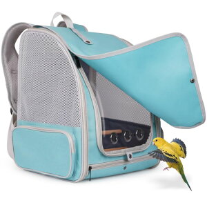 �C���R ���� �o�[�h �g���x���L�����A�[ Bird Backpack Carrier Cage for Small to Medium Size, Portable Bird Travel Carrier with Standing Perches and Metal Tray, Vented Carry Transport Bag for Parakeet, Budgie, Conure, Cockatiel, Parro �y��