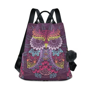 �C���R ���� �o�[�h �g���x���L�����A�[ ALAZA Colorful Owl Mandala Backpack Purse for Women Travel Casual Daypack College Bookbag Work Business Ladies Shoulder Bag �y���s�A���i�z