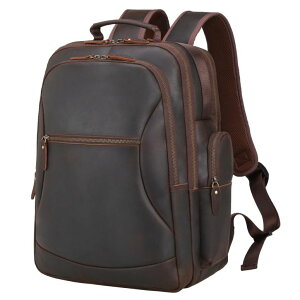 �C���R ���� �o�[�h �g���x���L�����A�[ TIDING Full Grain Leather 17.3 Inch Laptop Backpack for Men Large Capacity Travel Weekender Camping Daypack Rucksack �y���s�A���i�z