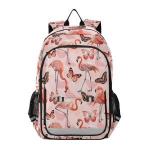 �C���R ���� �o�[�h �g���x���L�����A�[ ALAZA Pink Flamingo Butterfly Laptop Backpack Purse for Women Men Travel Bag Casual Daypack with Compartment & Multiple Pockets �y���s�A���i�z